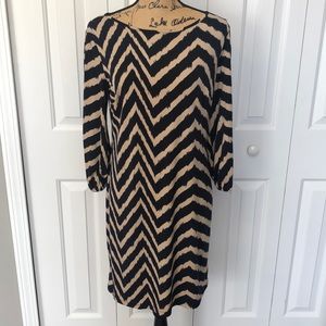 Enfocus Studios Navy/Tan Print Dress